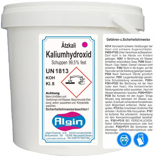 Ätzkali - Kaliumhydroxid - 5x 1 kg Eimer